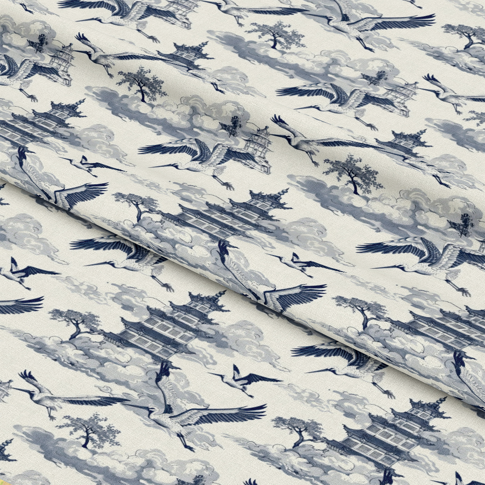 Blue Vintage China Pattern 10 Quilting Cotton Fabric