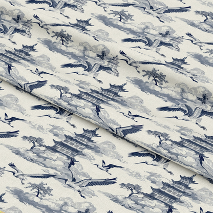Blue Vintage China Pattern 10 Quilting Cotton Fabric