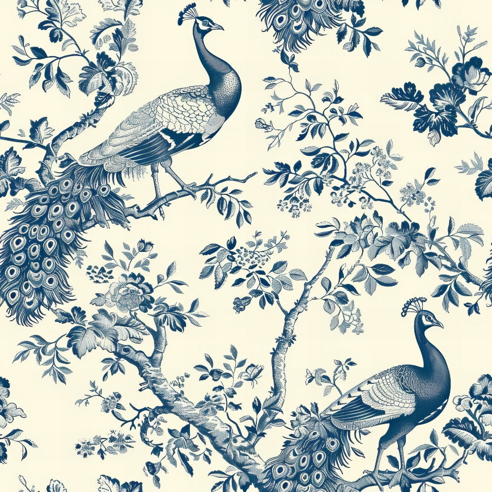 Porcelain Aviary Pattern 3 Minky Fabric