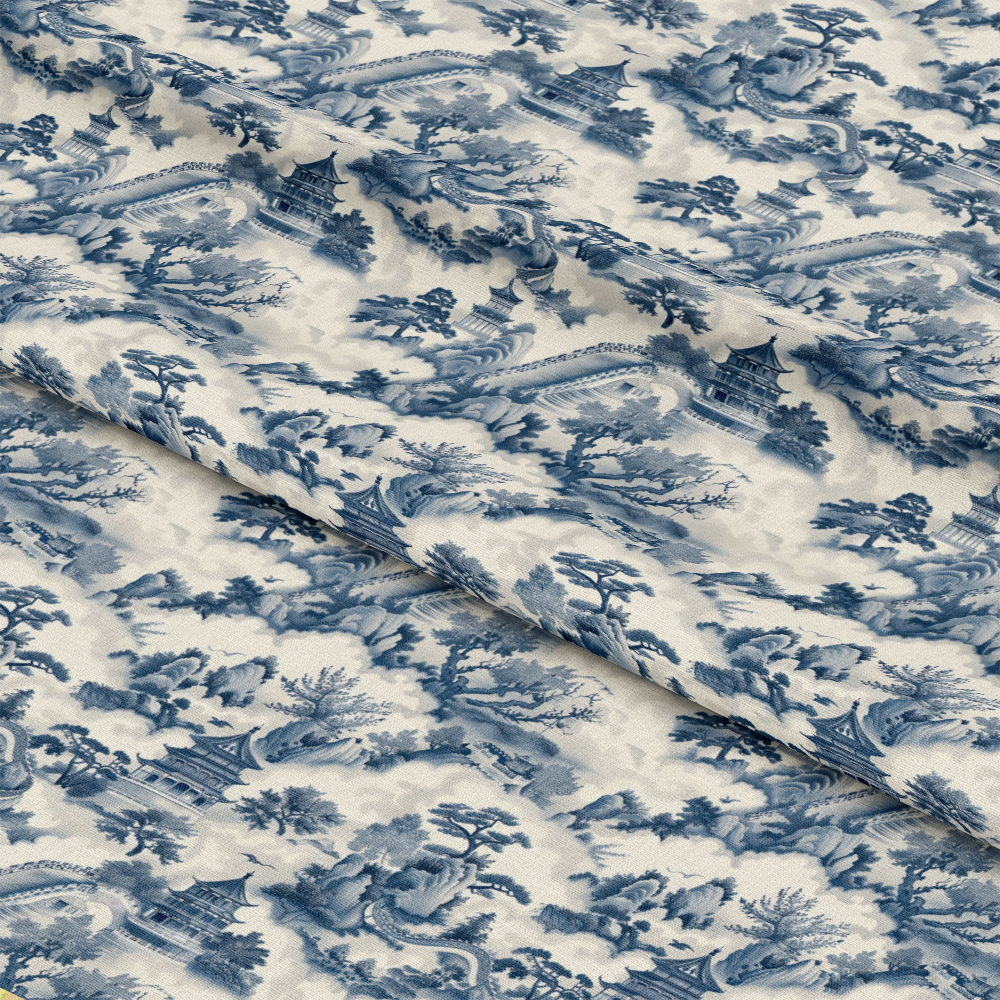 Blue Vintage China Pattern 7 Quilting Cotton Fabric