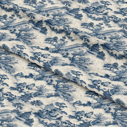 Blue Vintage China Pattern 7 Quilting Cotton Fabric