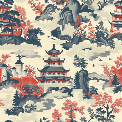 Blue Vintage China Pattern 1 Quilting Cotton Fabric