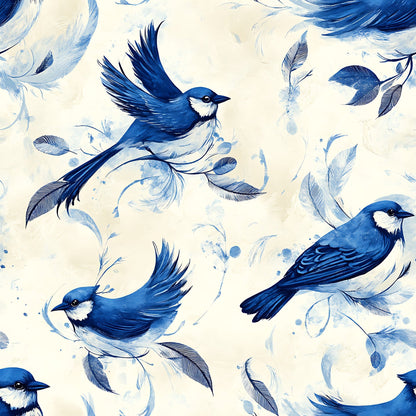Blue Jay Feather Trails Pattern 17 Minky Fabric