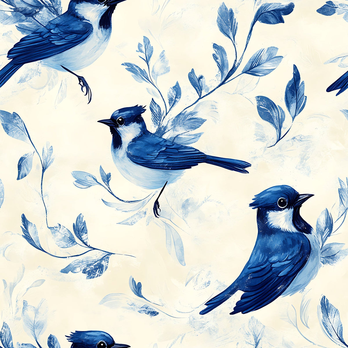 Blue Jay Feather Trails Pattern 19 Minky Fabric