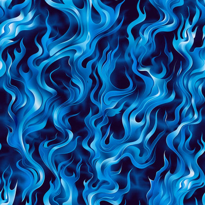 Blue Splash Fire Flame Pattern 1 Quilting Cotton Fabric