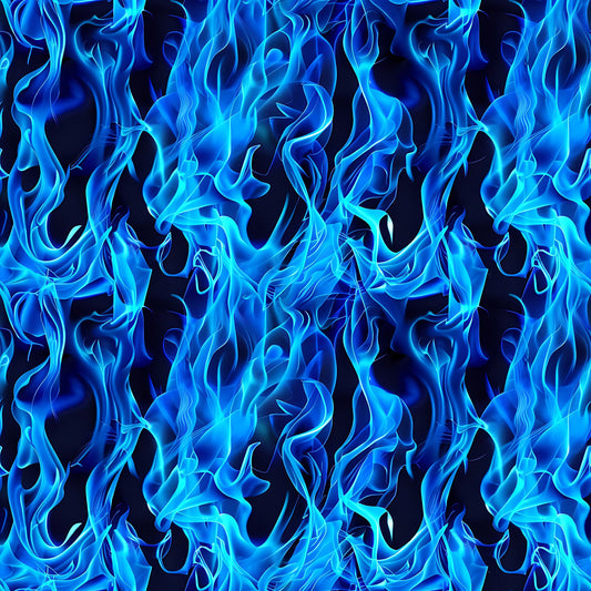 Blue Splash Fire Flame Pattern 10 Quilting Cotton Fabric