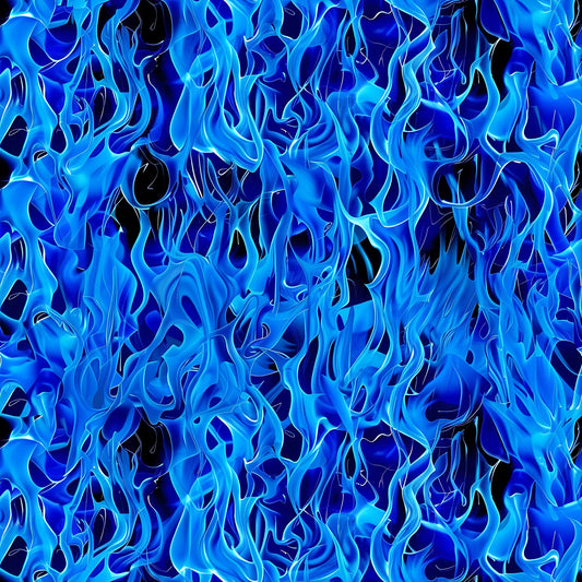 Blue Splash Fire Flame Pattern 11 Quilting Cotton Fabric