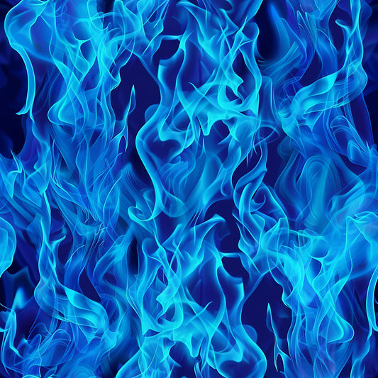 Blue Splash Fire Flame Pattern 12 Quilting Cotton Fabric