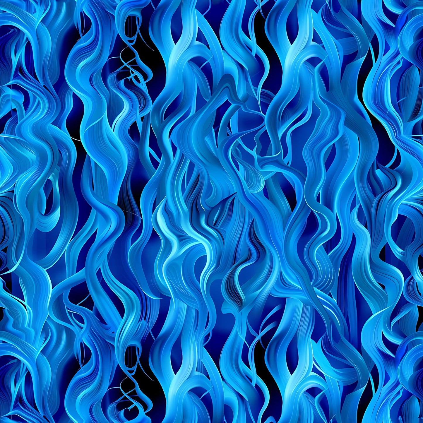 Blue Splash Fire Flame Pattern 13 Quilting Cotton Fabric