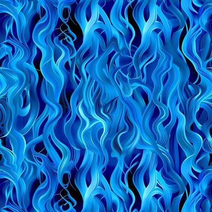 Blue Splash Fire Flame Pattern 13 Quilting Cotton Fabric