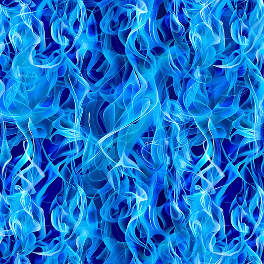 Blue Splash Fire Flame Pattern 2 Quilting Cotton Fabric