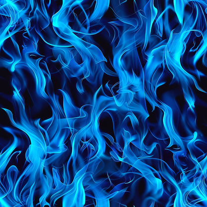 Blue Splash Fire Flame Pattern 4 Quilting Cotton Fabric
