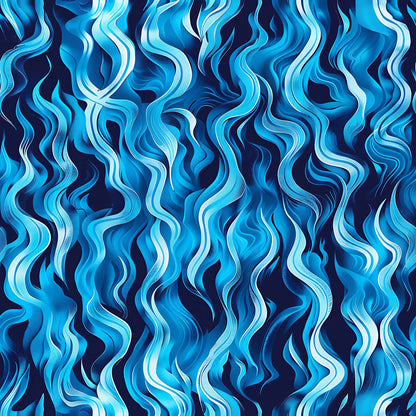 Blue Splash Fire Flame Pattern 7 Quilting Cotton Fabric