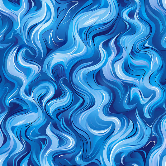 Blue Splash Fire Flame Pattern 8 Quilting Cotton Fabric