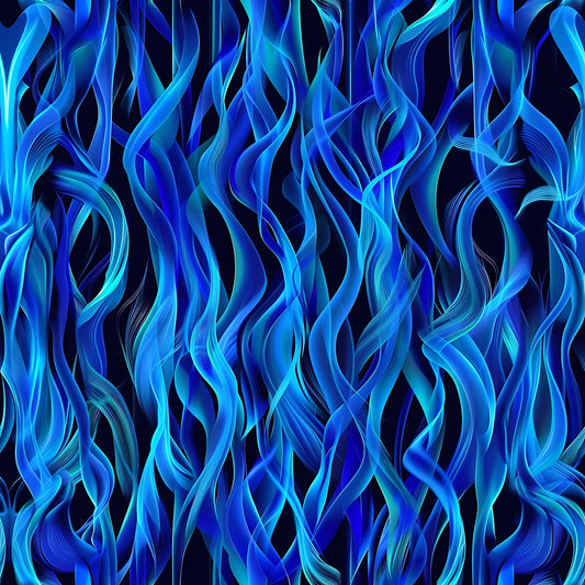 Blue Splash Fire Flame Pattern 9 Quilting Cotton Fabric