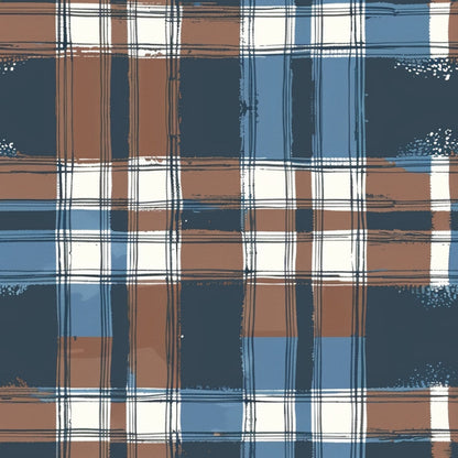 Blue and Brown Gingham Pattern 4 Quilting Cotton Fabric