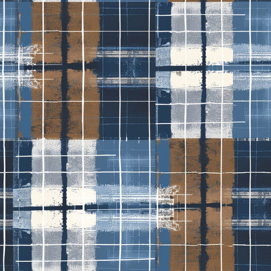 Blue and Brown Gingham Pattern 6 Quilting Cotton Fabric