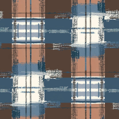 Blue and Brown Gingham Pattern 7 Quilting Cotton Fabric
