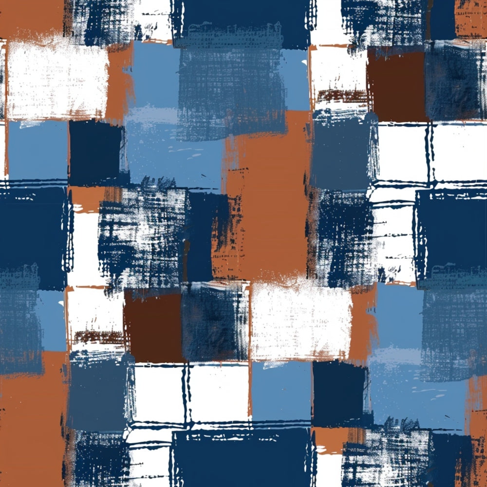 Blue and Brown Gingham Pattern 8 Quilting Cotton Fabric