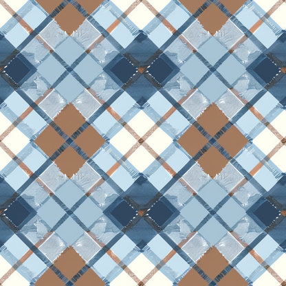 Painted Denim Plaid Pattern 9 Minky Fabric
