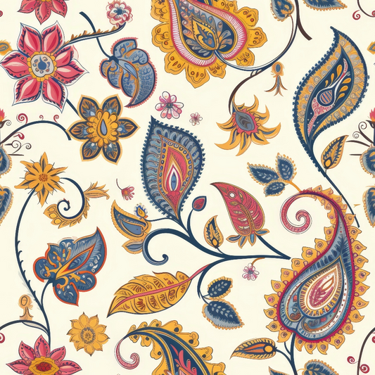 Boho Floral Paisley Pattern 4 Quilting Cotton Fabric