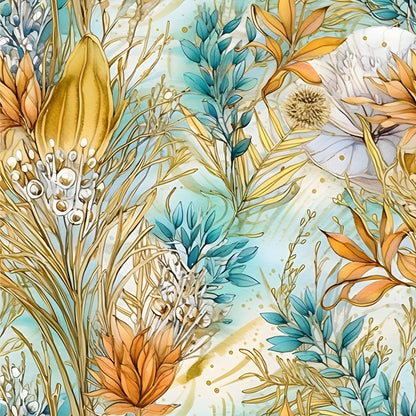 Gilded Coastal Blooms Pattern 8 Minky Fabric