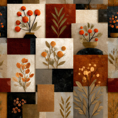 Boho Floral Patchwork Pattern 1 Quilting Cotton Fabric