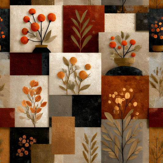 Boho Floral Patchwork Pattern 1 Quilting Cotton Fabric