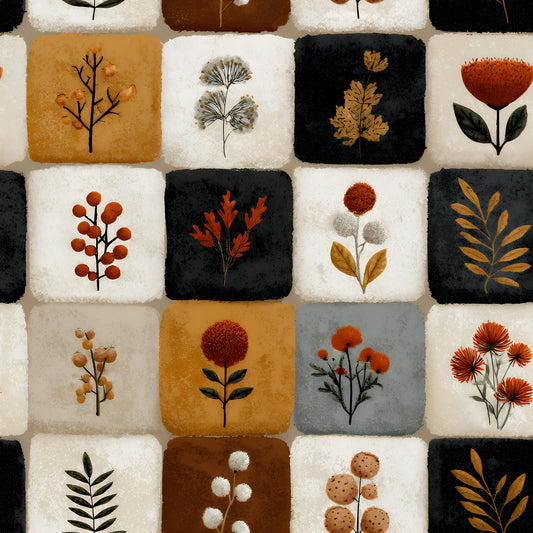 Boho Floral Patchwork Pattern 2 Quilting Cotton Fabric