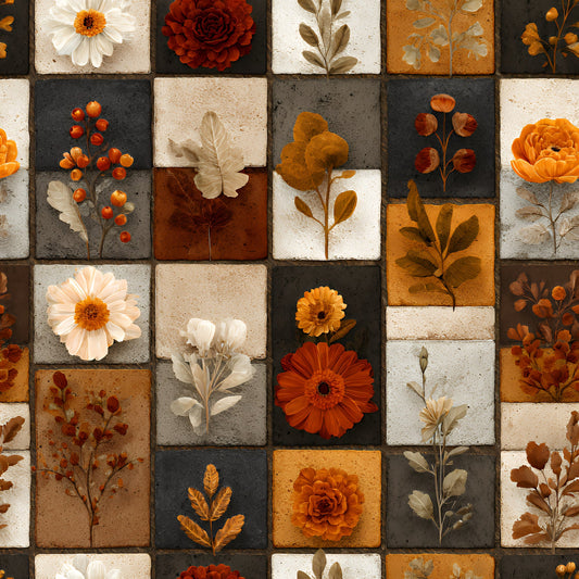 Boho Floral Patchwork Pattern 3 Quilting Cotton Fabric