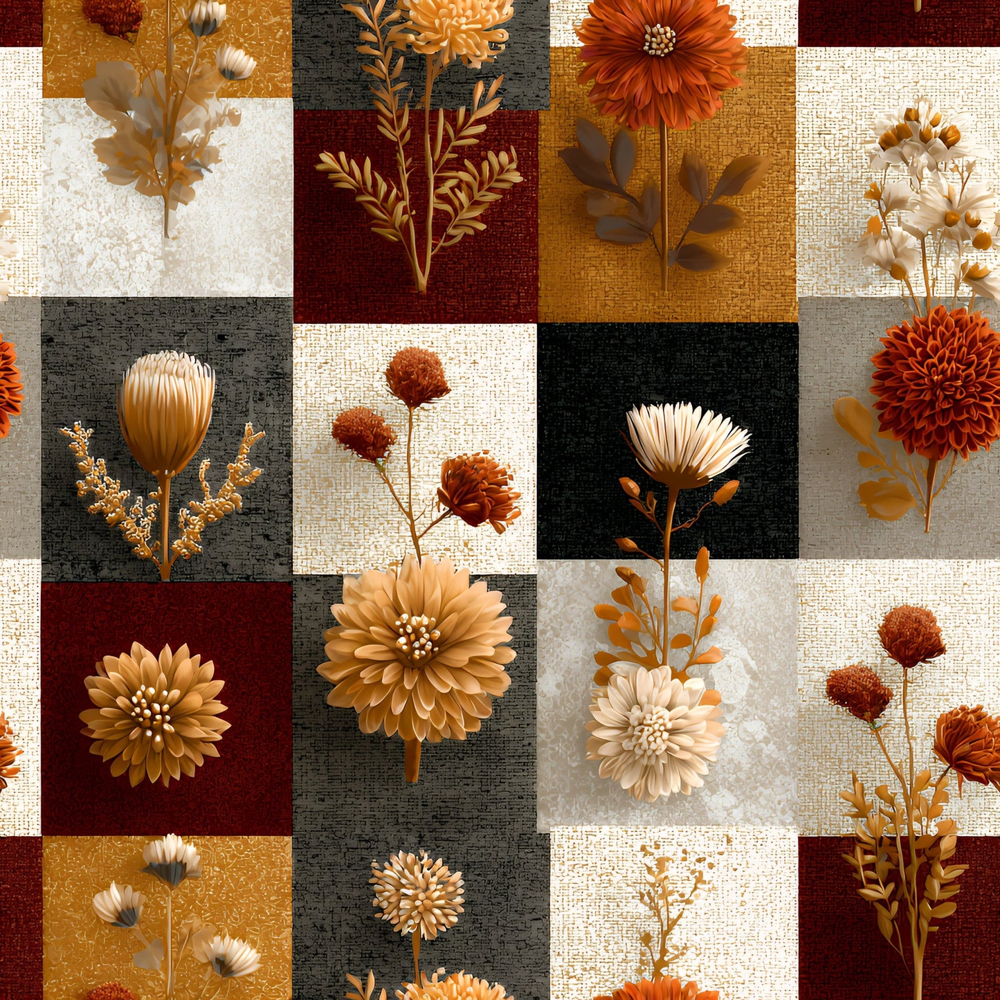 Boho Floral Patchwork Pattern 5 Quilting Cotton Fabric