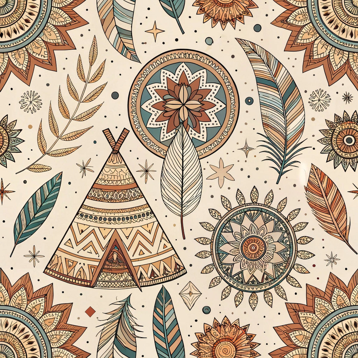 Earthen Plumes Pattern 4 Minky Fabric