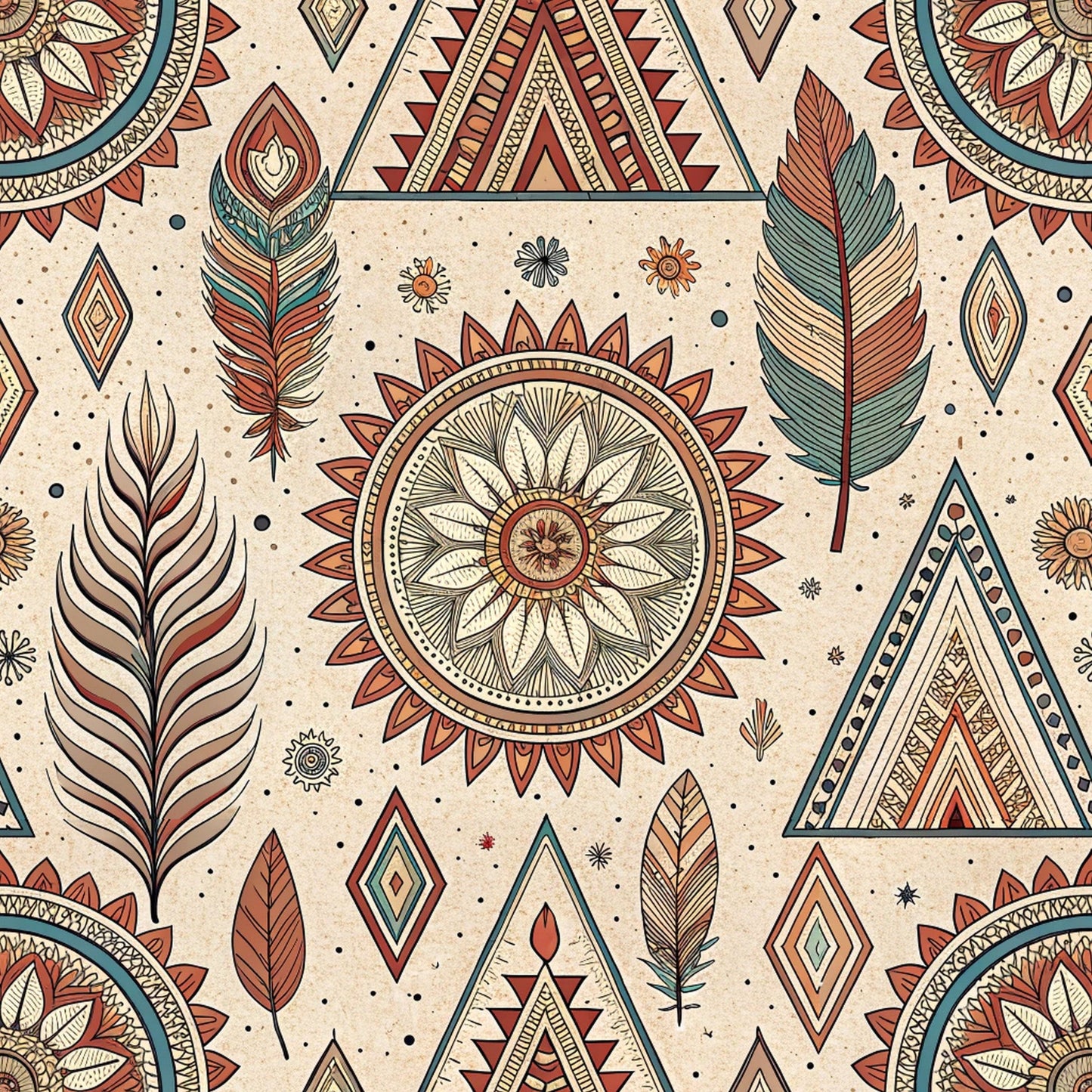 Boho Tribal Mandala Pattern 9 Quilting Cotton Fabric