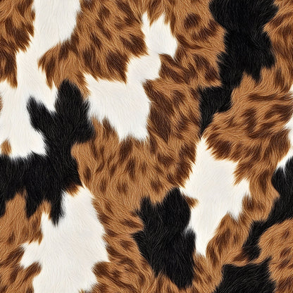 Bold Brown and White Cow Pattern 6 Quilting Cotton Fabric
