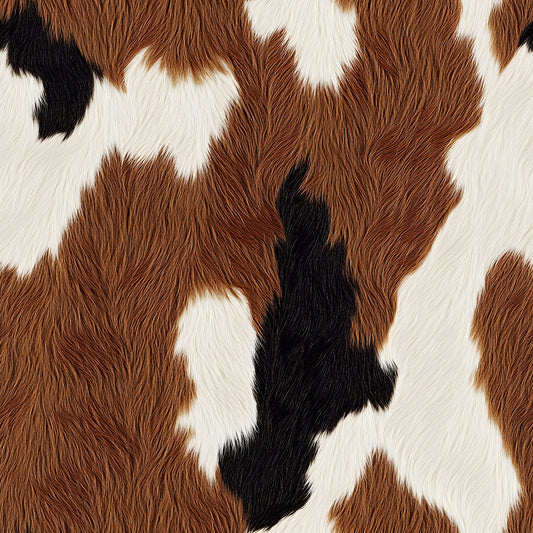 Bold Brown and White Cow Pattern 7 Quilting Cotton Fabric