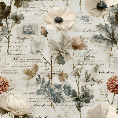 Postmarked Blooms Pattern 1 Minky Fabric