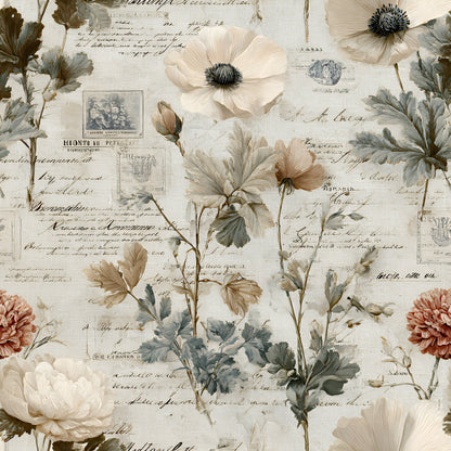 Botanical Floral Collage Pattern 1 Quilting Cotton Fabric