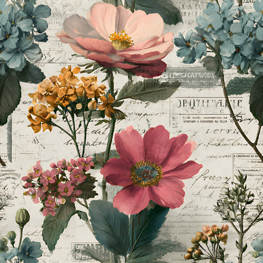 Botanical Floral Collage Pattern 2 Quilting Cotton Fabric
