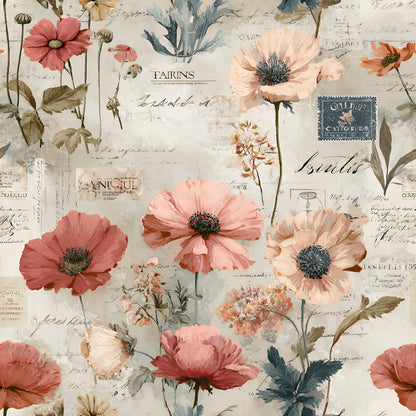 Postmarked Blooms Pattern 6 Minky Fabric