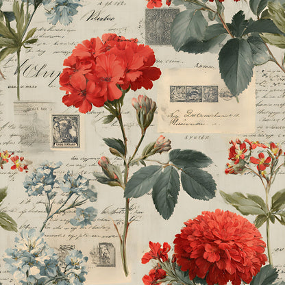 Postmarked Blooms Pattern 9 Minky Fabric