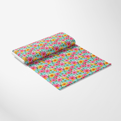 Bright Summer Blooming Flowers 10 Quilting Cotton Fabric
