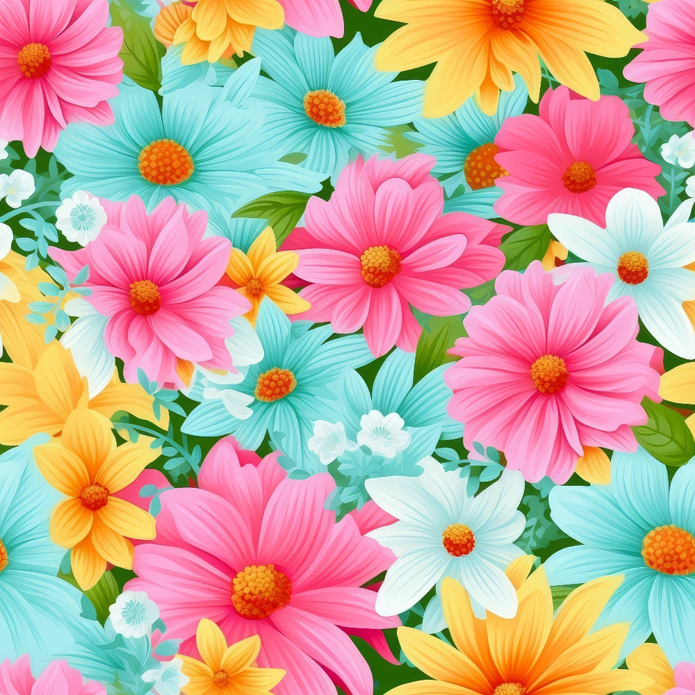Bright Summer Blooming Flowers 10 Minky Fabric
