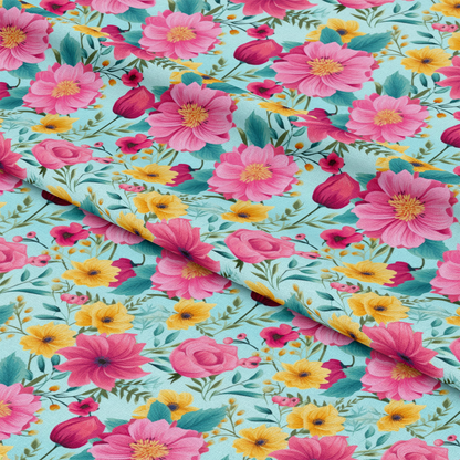 Bright Summer Blooming Flowers 11 Quilting Cotton Fabric