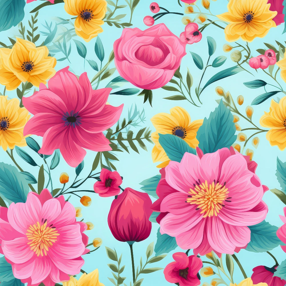 Bright Summer Blooming Flowers 11 Minky Fabric