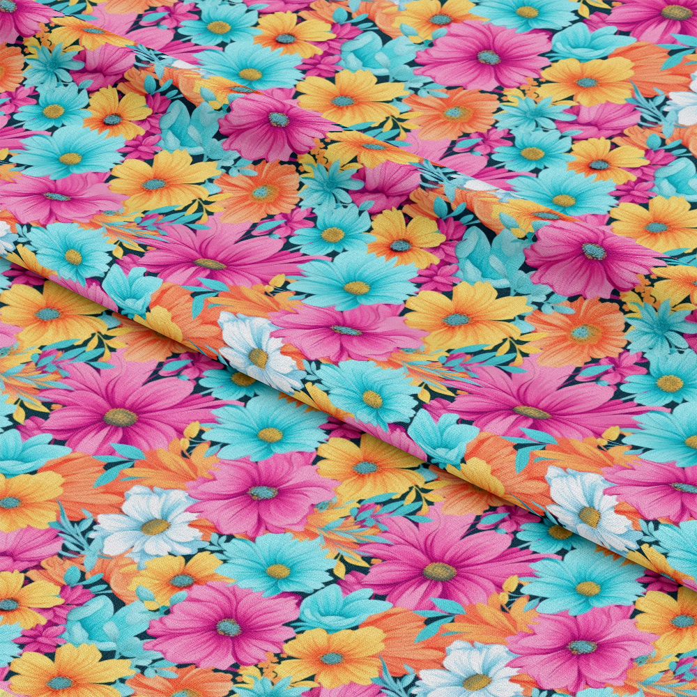 Bright Summer Blooming Flowers 3 Quilting Cotton Fabric