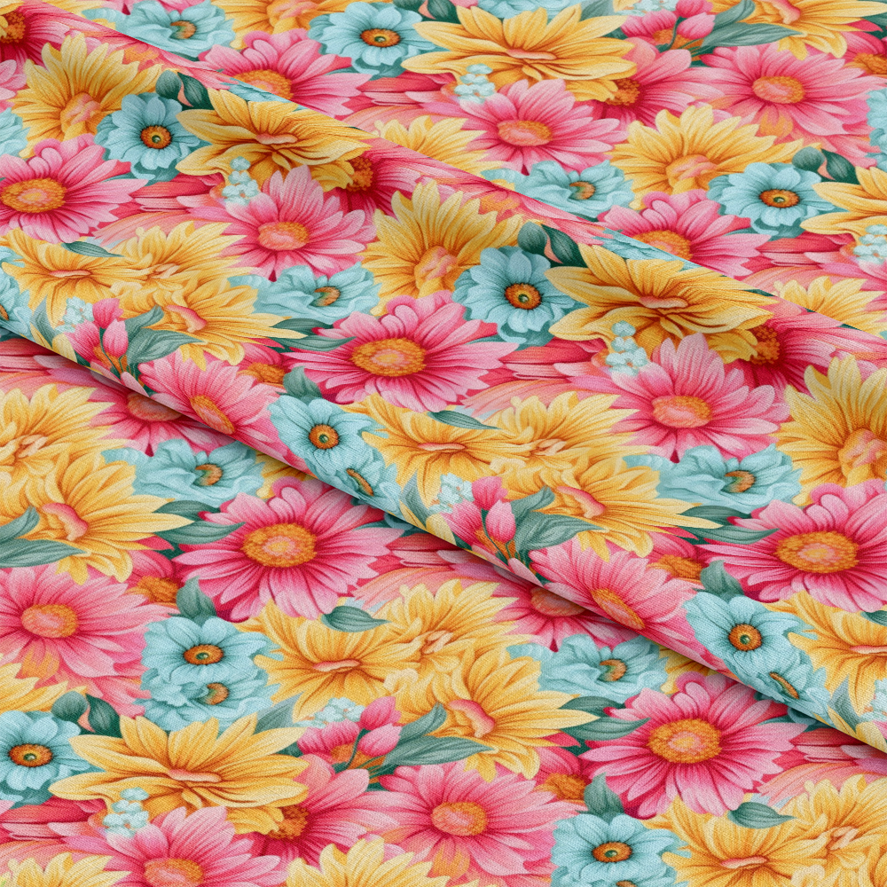 Bright Summer Blooming Flowers 4 Quilting Cotton Fabric