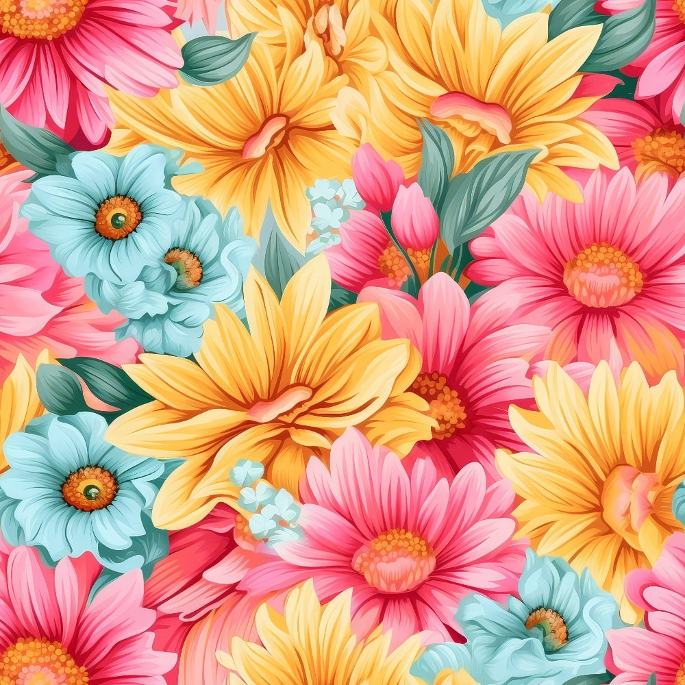 Bright Summer Blooming Flowers 4 Minky Fabric
