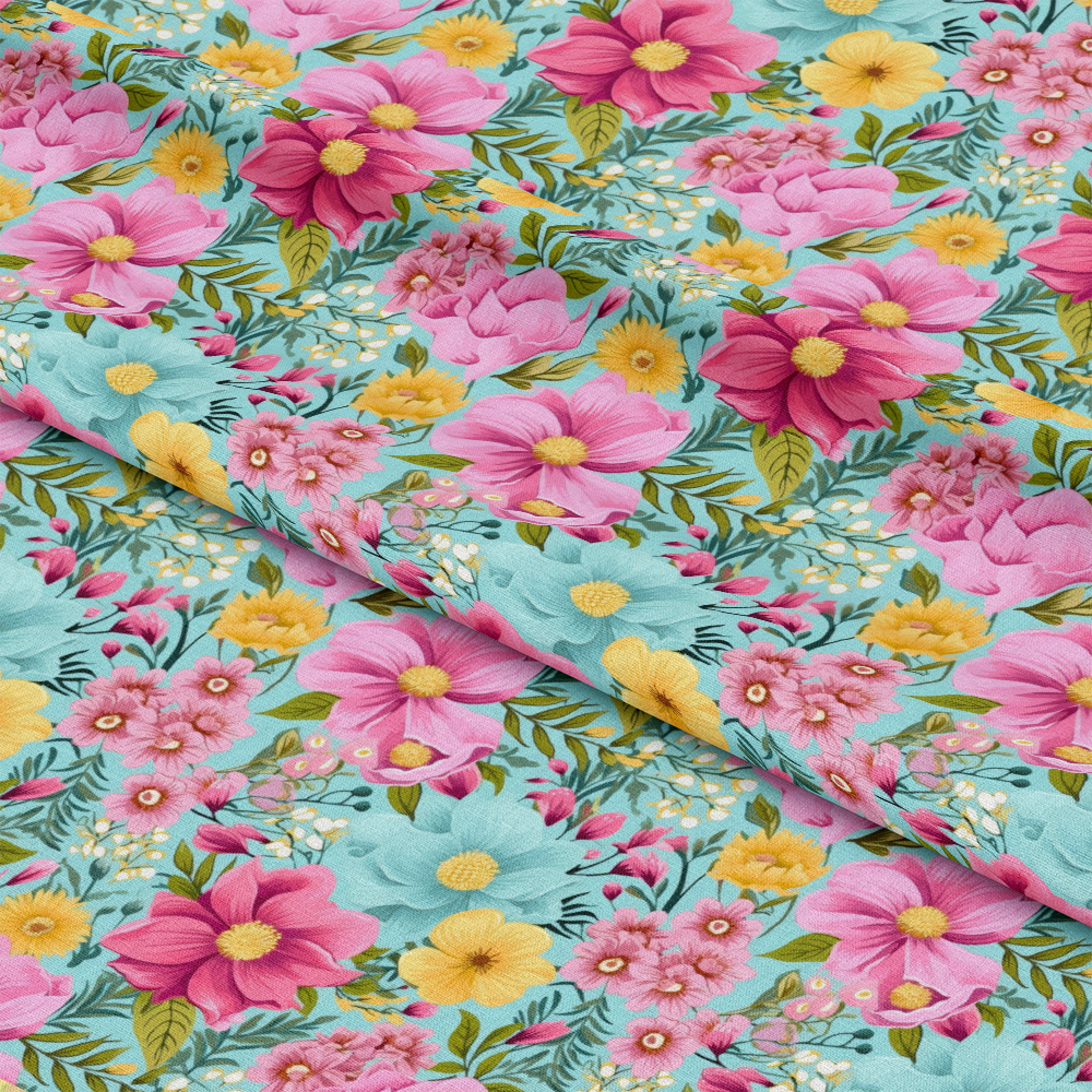 Bright Summer Blooming Flowers 6 Quilting Cotton Fabric