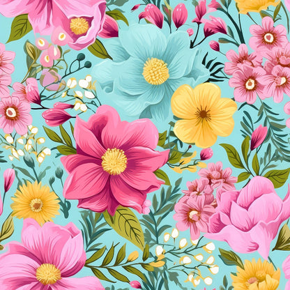 Bright Summer Blooming Flowers 6 Minky Fabric