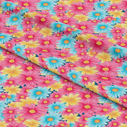 Bright Summer Blooming Flowers 7 Quilting Cotton Fabric